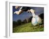 Soccer Player Kicking Ball-Randy Faris-Framed Premium Photographic Print