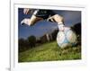 Soccer Player Kicking Ball-Randy Faris-Framed Photographic Print