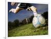 Soccer Player Kicking Ball-Randy Faris-Framed Photographic Print