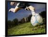 Soccer Player Kicking Ball-Randy Faris-Framed Photographic Print