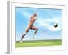 Soccer Player Musculature Running after Soccer Ball-null-Framed Art Print