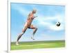 Soccer Player Musculature Running after Soccer Ball-null-Framed Art Print