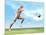 Soccer Player Musculature Running after Soccer Ball-null-Mounted Art Print