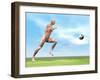 Soccer Player Musculature Running after Soccer Ball-null-Framed Art Print