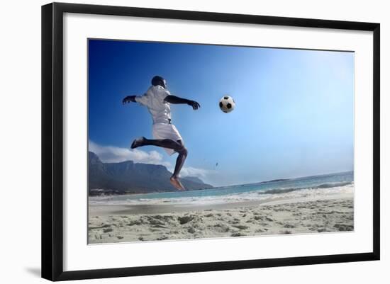 Soccer Player on the Beach of Cape Town-olly2-Framed Photographic Print