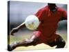 Soccer Player Preparing to Kick Ball-null-Stretched Canvas
