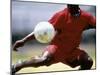 Soccer Player Preparing to Kick Ball-null-Mounted Photographic Print