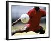 Soccer Player Preparing to Kick Ball-null-Framed Photographic Print