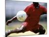 Soccer Player Preparing to Kick Ball-null-Mounted Photographic Print