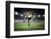 Soccer Players Fighting for Ball . Mixed Media-Sergey Nivens-Framed Photographic Print