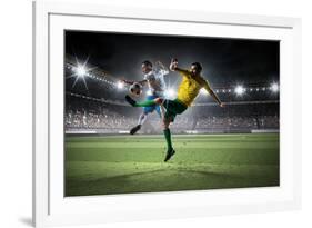 Soccer Players Fighting for Ball . Mixed Media-Sergey Nivens-Framed Photographic Print