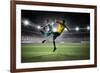 Soccer Players Fighting for Ball . Mixed Media-Sergey Nivens-Framed Photographic Print