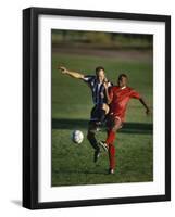 Soccer Players Fighting for the Ball-null-Framed Photographic Print