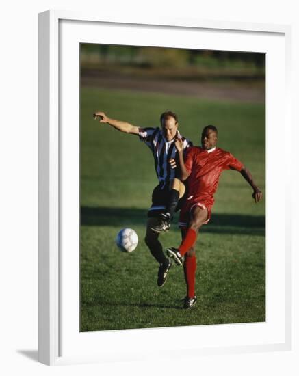 Soccer Players Fighting for the Ball-null-Framed Photographic Print