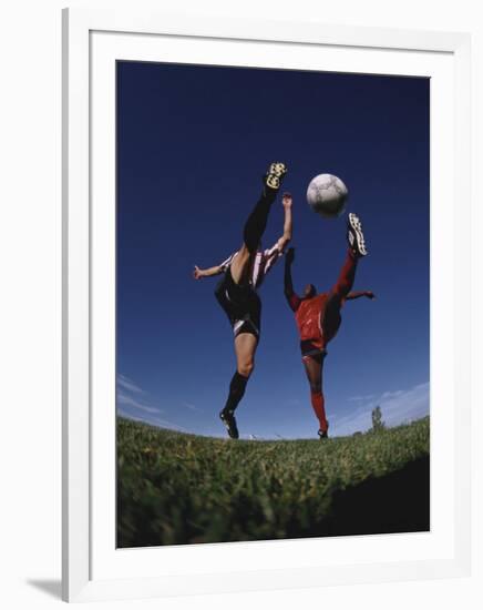 Soccer Players Fighting for the Ball-null-Framed Photographic Print