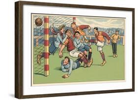 Soccer Roughhousing-null-Framed Art Print