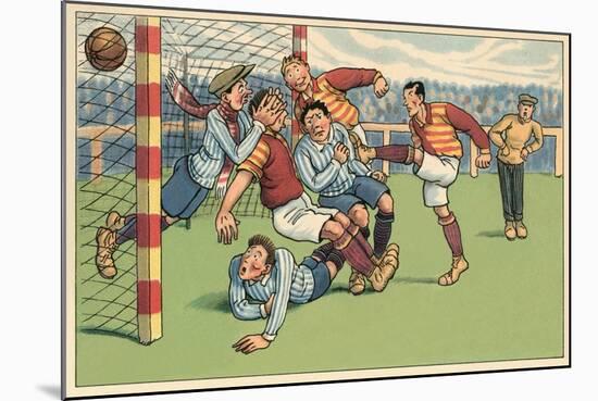 Soccer Roughhousing-null-Mounted Art Print