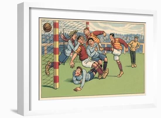 Soccer Roughhousing-null-Framed Art Print