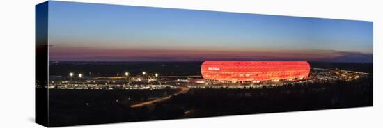 Soccer Stadium Lit Up at Dusk, Allianz Arena, Munich, Bavaria, Germany-null-Stretched Canvas