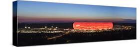 Soccer Stadium Lit Up at Dusk, Allianz Arena, Munich, Bavaria, Germany-null-Stretched Canvas