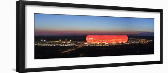 Soccer Stadium Lit Up at Dusk, Allianz Arena, Munich, Bavaria, Germany-null-Framed Photographic Print