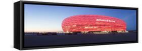 Soccer Stadium Lit Up at Dusk, Allianz Arena, Munich, Bavaria, Germany-null-Framed Stretched Canvas