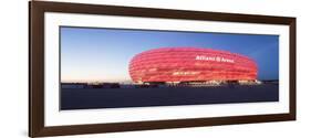 Soccer Stadium Lit Up at Dusk, Allianz Arena, Munich, Bavaria, Germany-null-Framed Photographic Print