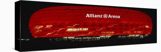 Soccer Stadium Lit Up at Night, Allianz Arena, Munich, Germany-null-Stretched Canvas