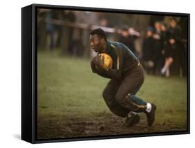 Soccer Star Pele in Action During a Practice for the World Cup Competition-Art Rickerby-Framed Stretched Canvas
