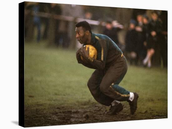 Soccer Star Pele in Action During a Practice for the World Cup Competition-Art Rickerby-Stretched Canvas