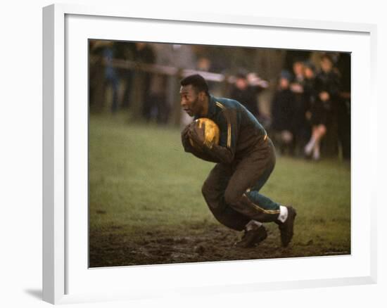 Soccer Star Pele in Action During a Practice for the World Cup Competition-Art Rickerby-Framed Premium Photographic Print