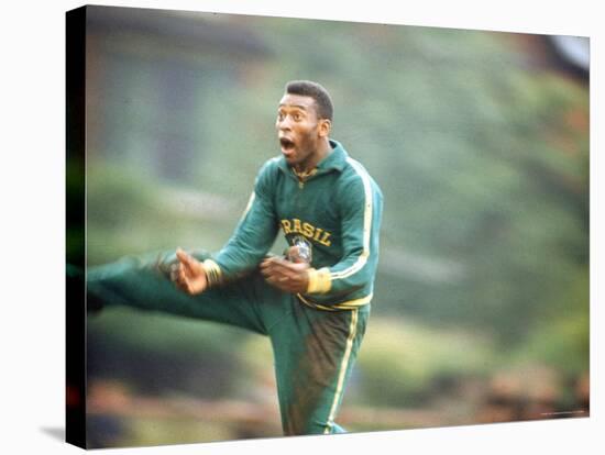 Soccer Star Pele in Action During Practice Prior to World Cup Competition-Art Rickerby-Stretched Canvas