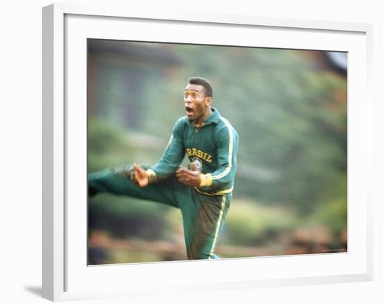 Soccer Star Pele in Action During Practice Prior to World Cup Competition-Art Rickerby-Framed Premium Photographic Print
