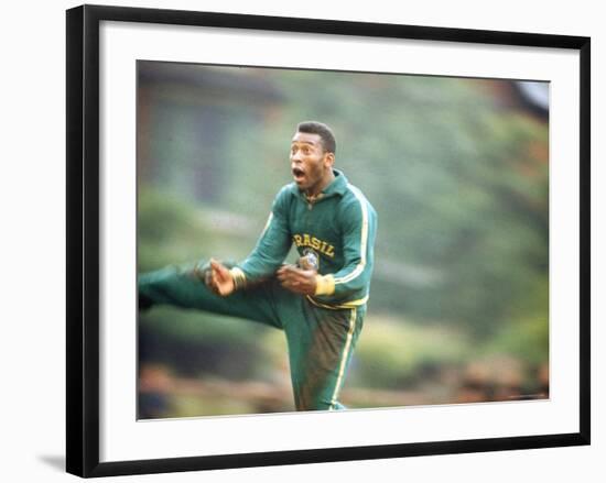 Soccer Star Pele in Action During Practice Prior to World Cup Competition-Art Rickerby-Framed Premium Photographic Print