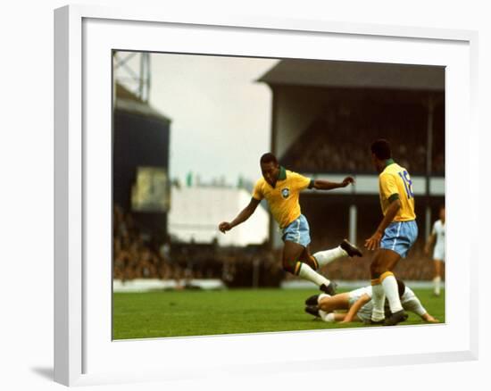 Soccer Star Pele in Action During World Cup Competition-null-Framed Premium Photographic Print