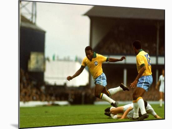 Soccer Star Pele in Action During World Cup Competition-null-Mounted Premium Photographic Print