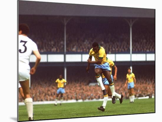 Soccer Star Pele in Action During World Cup Competition-null-Mounted Premium Photographic Print