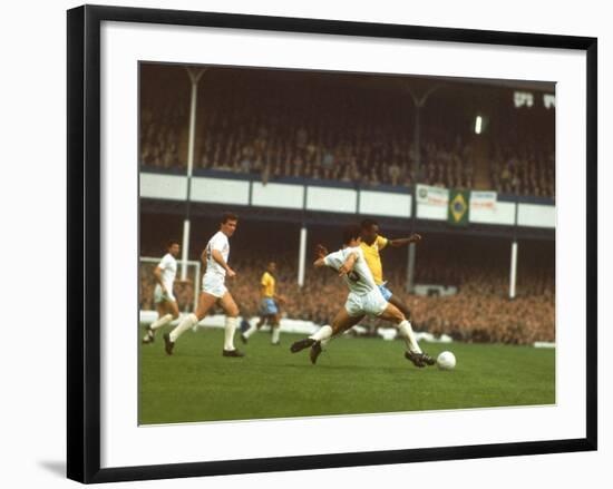 Soccer Star Pele in Action During World Cup Competition-null-Framed Premium Photographic Print