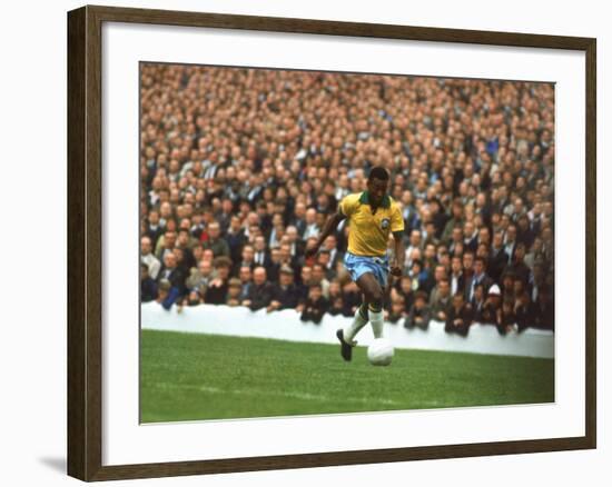 Soccer Star Pele in Action During World Cup Competition-null-Framed Premium Photographic Print