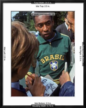 Soccer Star Pele Signing Autographs For Fans During A Practice Prior To World Cup Competition Premium Photographic Print Allposters Com