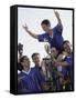 Soccer Team with Trophy-null-Framed Stretched Canvas