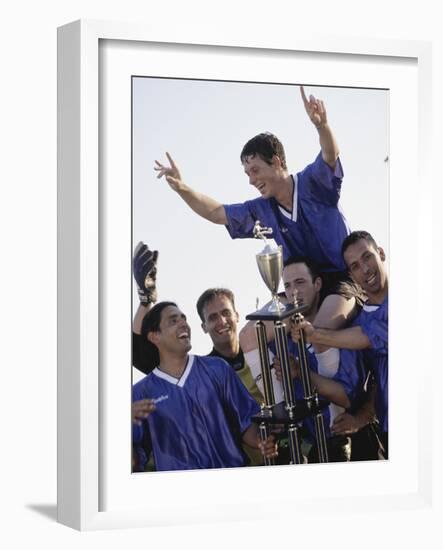 Soccer Team with Trophy-null-Framed Photographic Print