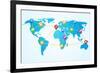 Social Connection Map with Pin Icons-ra2studio-Framed Art Print