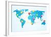 Social Connection Map with Pin Icons-ra2studio-Framed Art Print