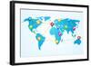 Social Connection Map with Pin Icons-ra2studio-Framed Art Print