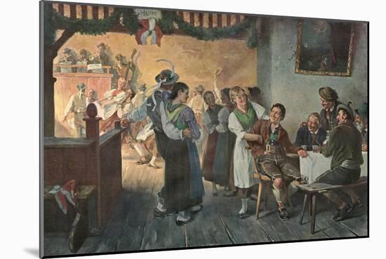 Social, German Beer Hall-null-Mounted Art Print