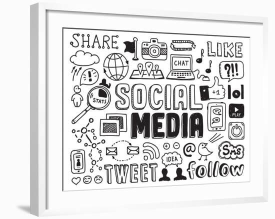 Social Media Doodles Elements-bloomua-Framed Art Print