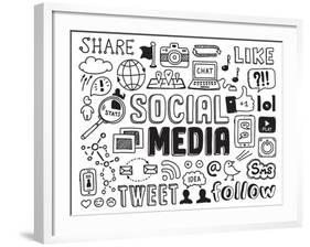 Social Media Doodles Elements-bloomua-Framed Art Print