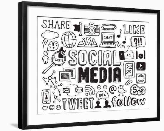 Social Media Doodles Elements-bloomua-Framed Art Print