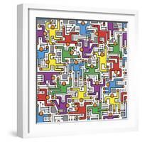 Social Network Circuit Board Pattern-Ron Magnes-Framed Giclee Print